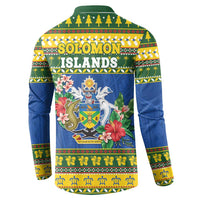 Solomon Islands Christmas Button Sweatshirt Coat Of Arms Merry Xmas LT05 - Polynesian Pride
