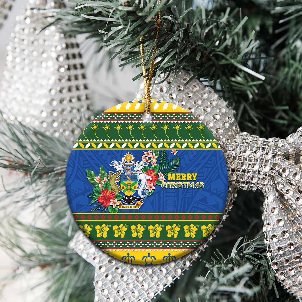 Solomon Islands Christmas Ceramic Ornament Coat Of Arms Merry Xmas LT05 - Polynesian Pride