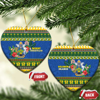 Solomon Islands Christmas Ceramic Ornament Coat Of Arms Merry Xmas LT05 Heart Green - Polynesian Pride