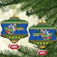 Solomon Islands Christmas Ceramic Ornament Coat Of Arms Merry Xmas LT05 Snow Flake Green - Polynesian Pride