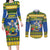 Solomon Islands Christmas Couples Matching Long Sleeve Bodycon Dress and Long Sleeve Button Shirt Coat Of Arms Merry Xmas