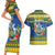 Solomon Islands Christmas Couples Matching Short Sleeve Bodycon Dress and Hawaiian Shirt Coat Of Arms Merry Xmas