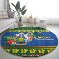 Solomon Islands Christmas Round Carpet Coat Of Arms Merry Xmas LT05 - Polynesian Pride