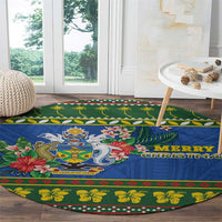 Solomon Islands Christmas Round Carpet Coat Of Arms Merry Xmas LT05 - Polynesian Pride