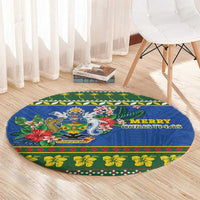 Solomon Islands Christmas Round Carpet Coat Of Arms Merry Xmas LT05 - Polynesian Pride