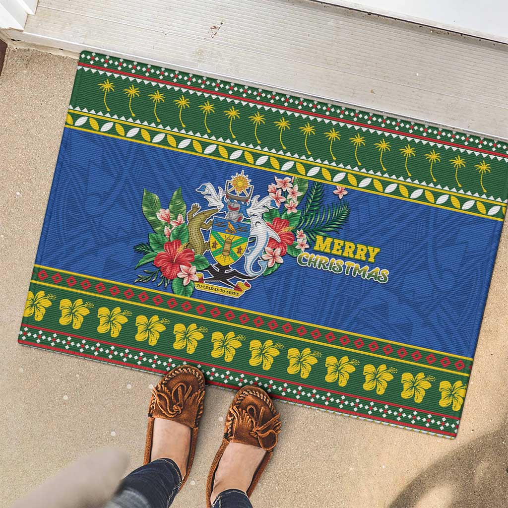 Solomon Islands Christmas Rubber Doormat Coat Of Arms Merry Xmas LT05 - Polynesian Pride
