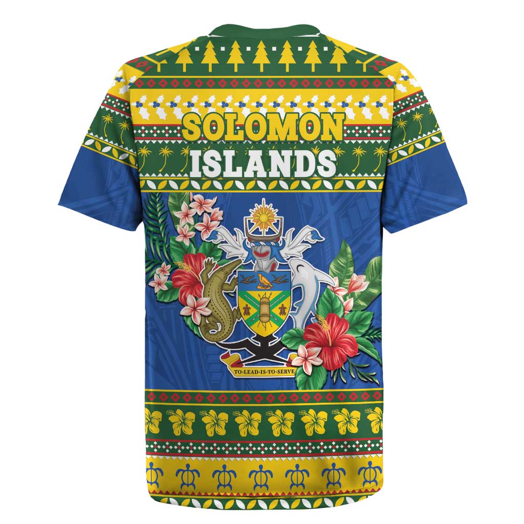 Solomon Islands Christmas Rugby Jersey Coat Of Arms Merry Xmas LT05 - Polynesian Pride