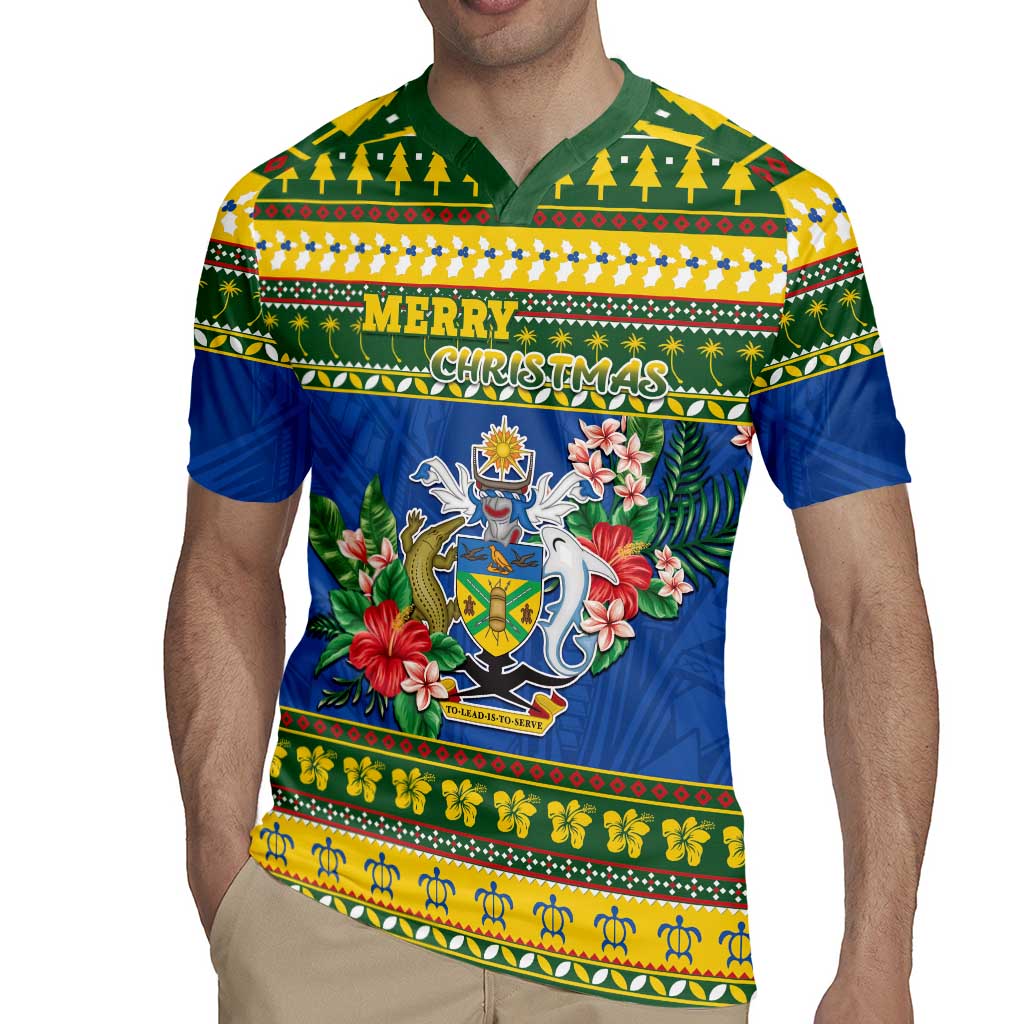 Solomon Islands Christmas Rugby Jersey Coat Of Arms Merry Xmas LT05 - Polynesian Pride