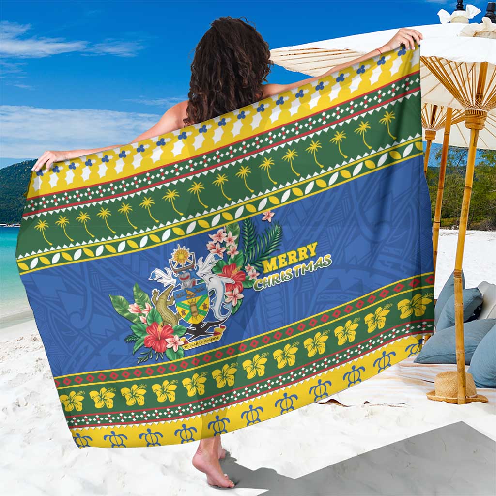 Solomon Islands Christmas Sarong Coat Of Arms Merry Xmas LT05 One Size 44 x 66 inches Green - Polynesian Pride