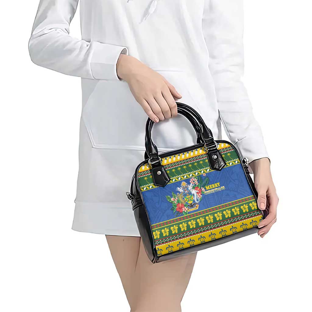 Solomon Islands Christmas Shoulder Handbag Coat Of Arms Merry Xmas LT05 - Polynesian Pride