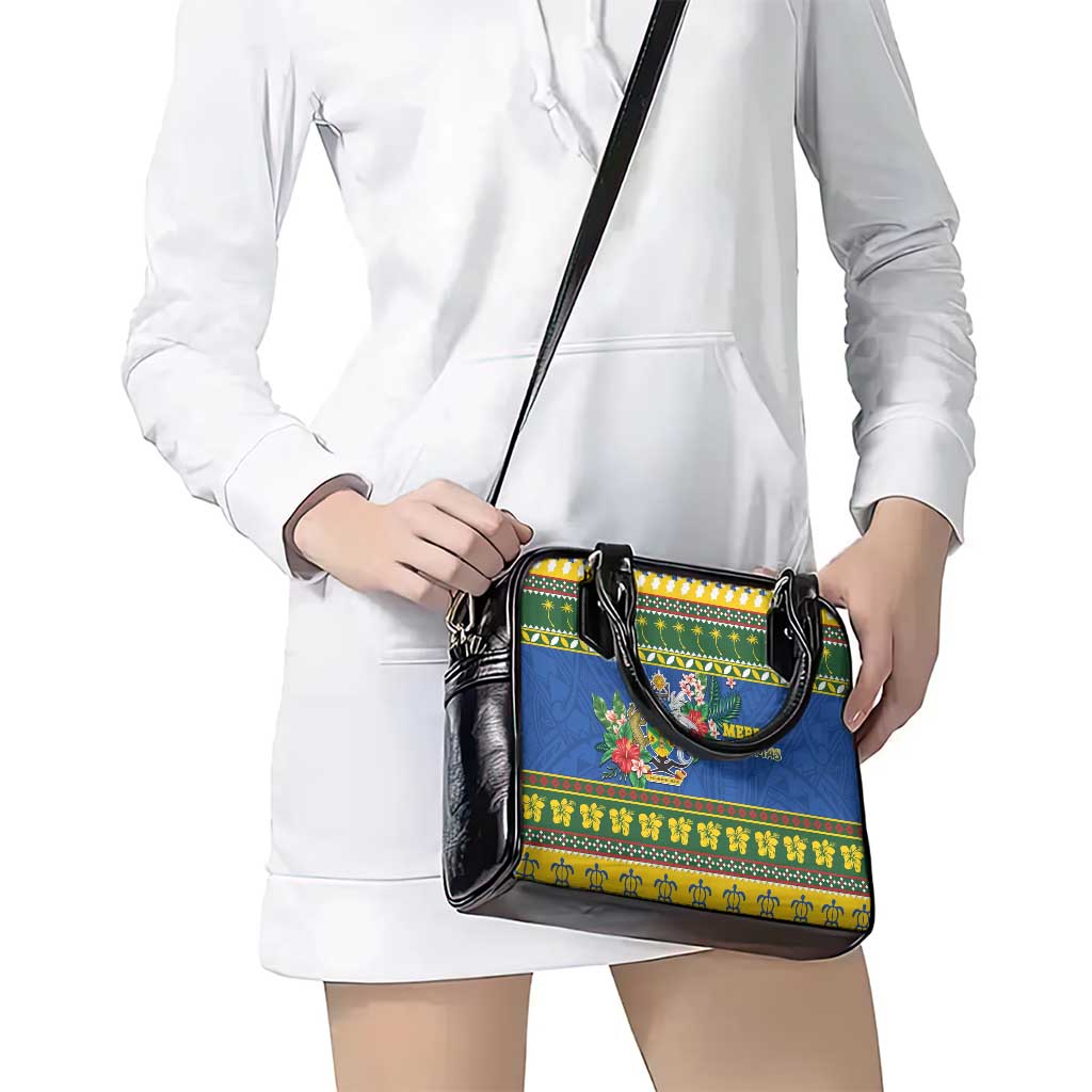 Solomon Islands Christmas Shoulder Handbag Coat Of Arms Merry Xmas LT05 - Polynesian Pride