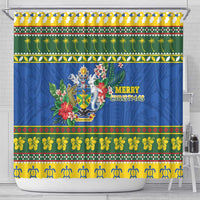 Solomon Islands Christmas Shower Curtain Coat Of Arms Merry Xmas LT05 - Polynesian Pride