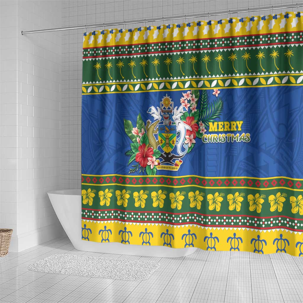 Solomon Islands Christmas Shower Curtain Coat Of Arms Merry Xmas LT05 - Polynesian Pride