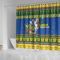 Solomon Islands Christmas Shower Curtain Coat Of Arms Merry Xmas LT05 - Polynesian Pride