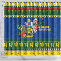 Solomon Islands Christmas Shower Curtain Coat Of Arms Merry Xmas LT05 - Polynesian Pride