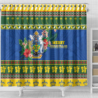 Solomon Islands Christmas Shower Curtain Coat Of Arms Merry Xmas LT05 - Polynesian Pride