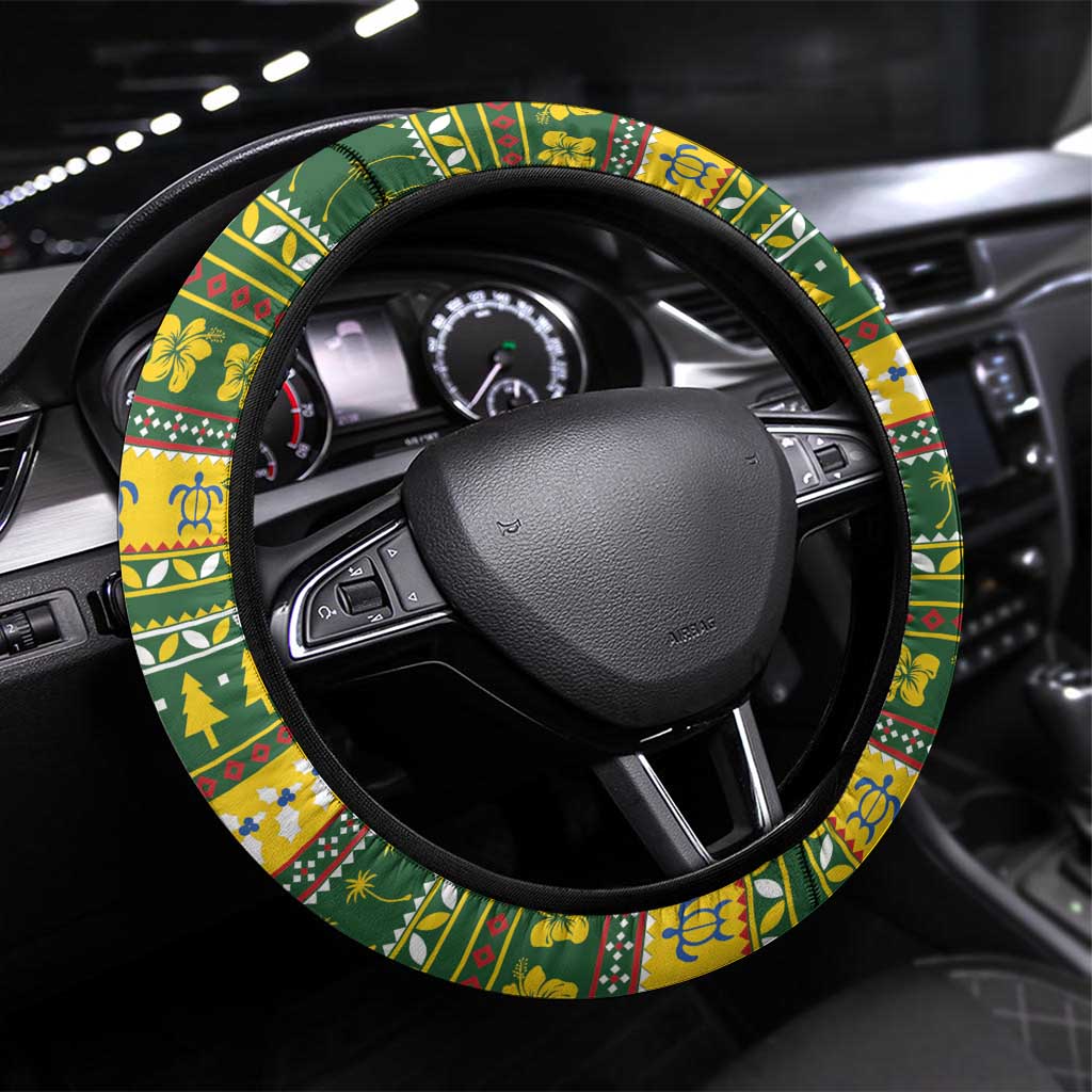 Solomon Islands Christmas Steering Wheel Cover Coat Of Arms Merry Xmas