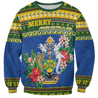 Solomon Islands Christmas Sweatshirt Coat Of Arms Merry Xmas LT05 Unisex Green - Polynesian Pride