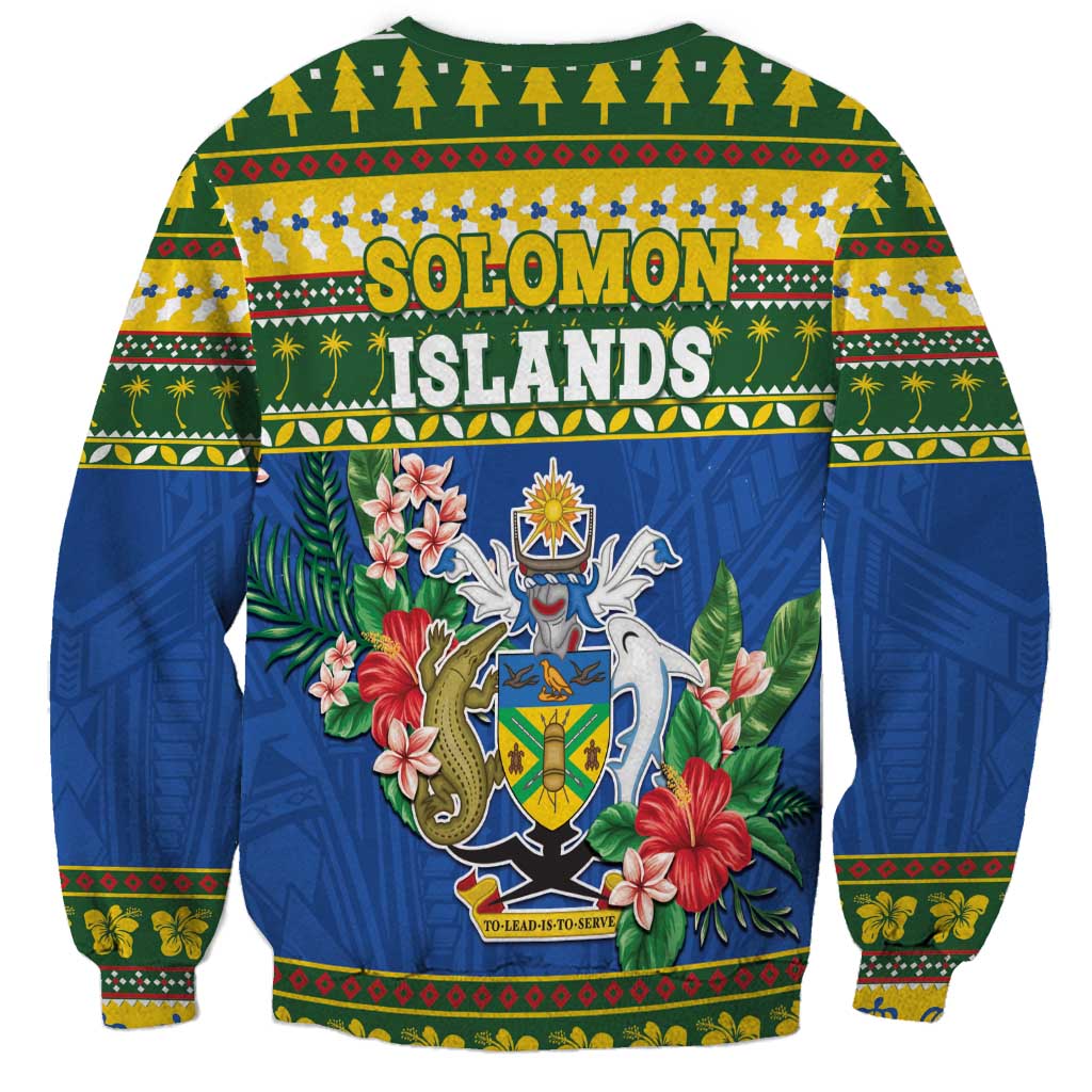 Solomon Islands Christmas Sweatshirt Coat Of Arms Merry Xmas LT05 - Polynesian Pride