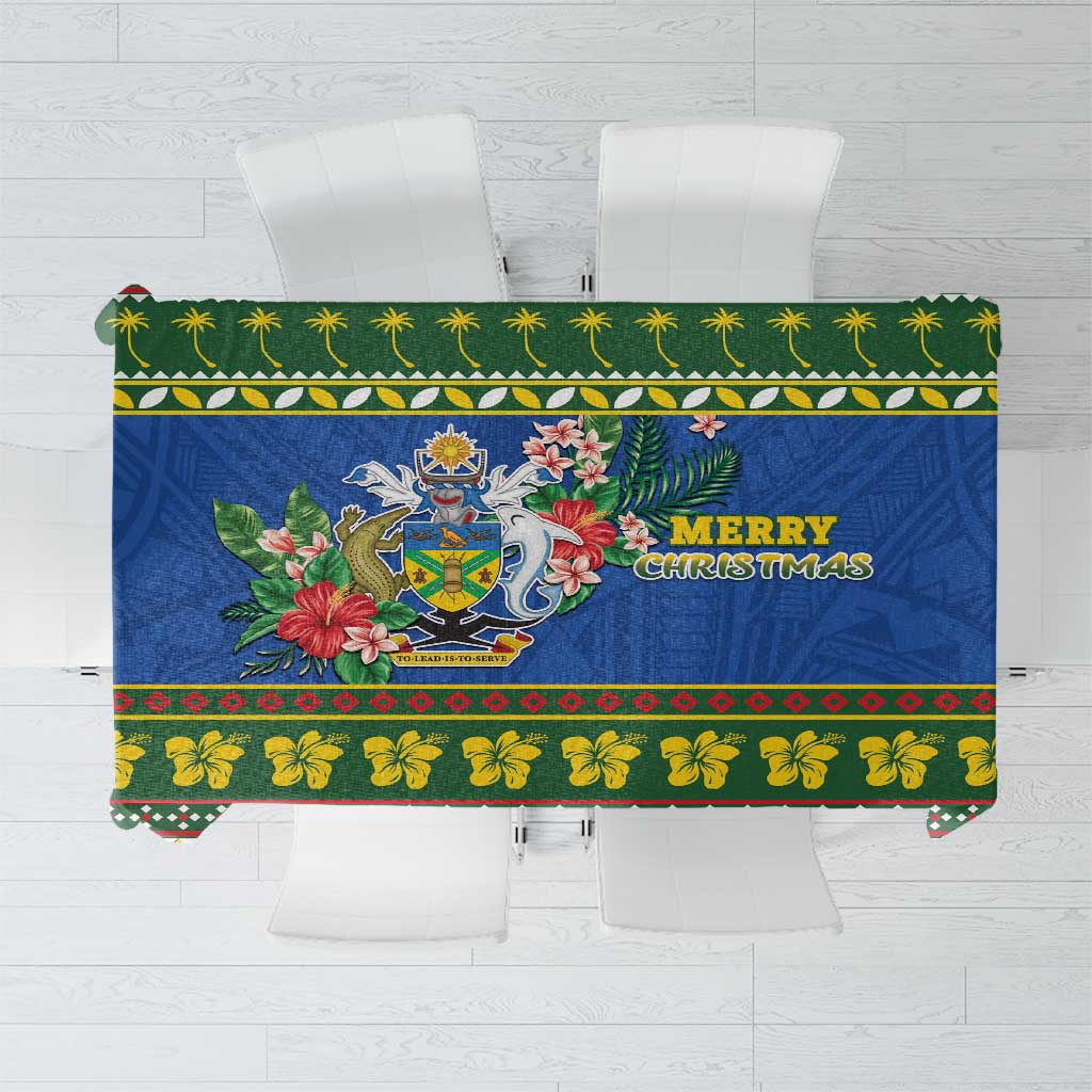 Solomon Islands Christmas Tablecloth Coat Of Arms Merry Xmas LT05 Green - Polynesian Pride