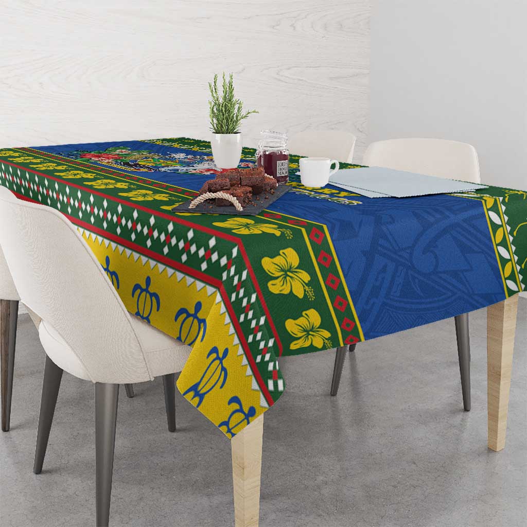 Solomon Islands Christmas Tablecloth Coat Of Arms Merry Xmas LT05 - Polynesian Pride