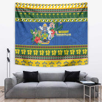 Solomon Islands Christmas Tapestry Coat Of Arms Merry Xmas LT05 Green - Polynesian Pride