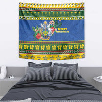 Solomon Islands Christmas Tapestry Coat Of Arms Merry Xmas LT05 - Polynesian Pride