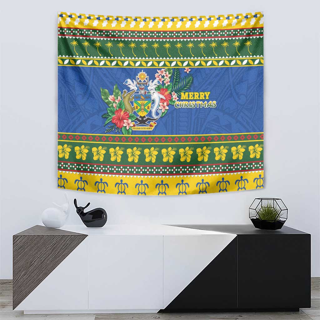 Solomon Islands Christmas Tapestry Coat Of Arms Merry Xmas LT05 - Polynesian Pride