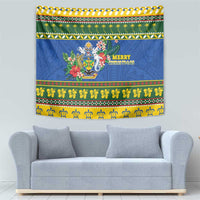 Solomon Islands Christmas Tapestry Coat Of Arms Merry Xmas LT05 - Polynesian Pride