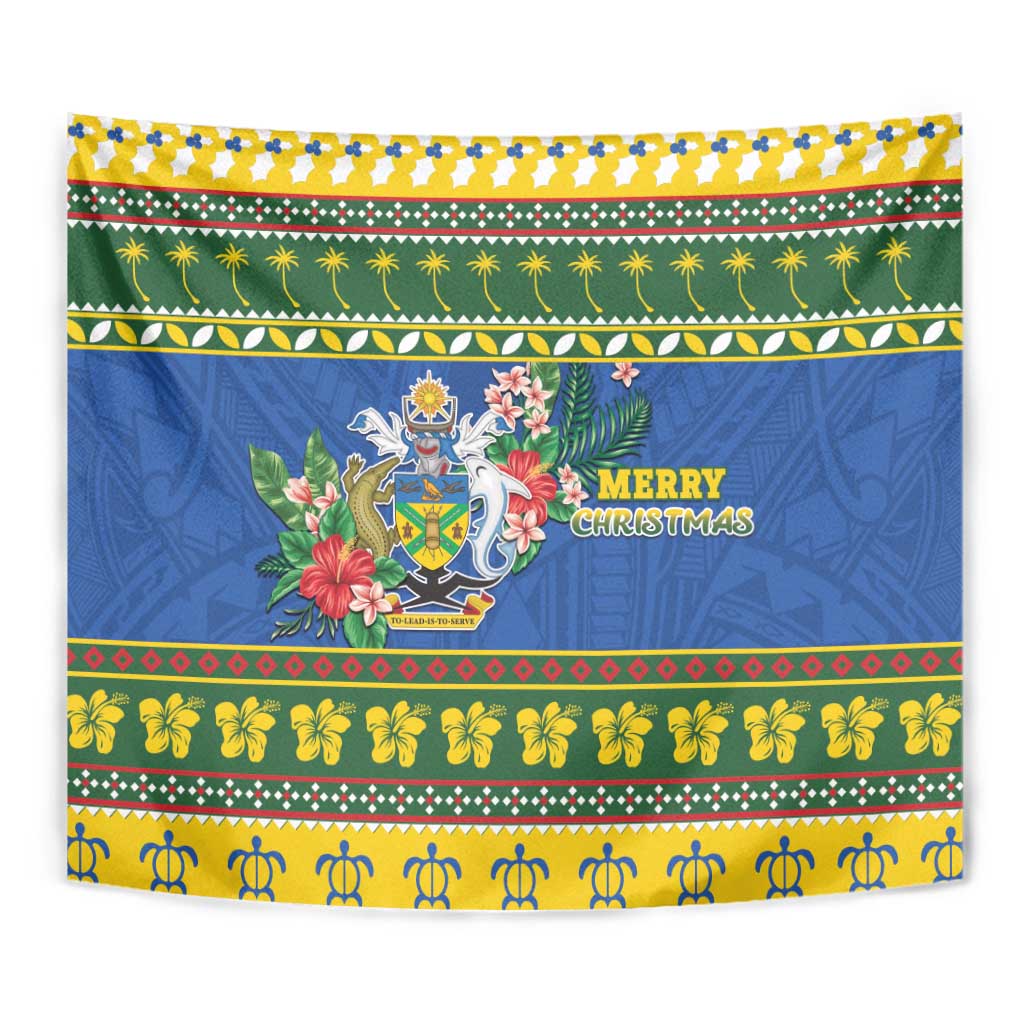 Solomon Islands Christmas Tapestry Coat Of Arms Merry Xmas LT05 - Polynesian Pride