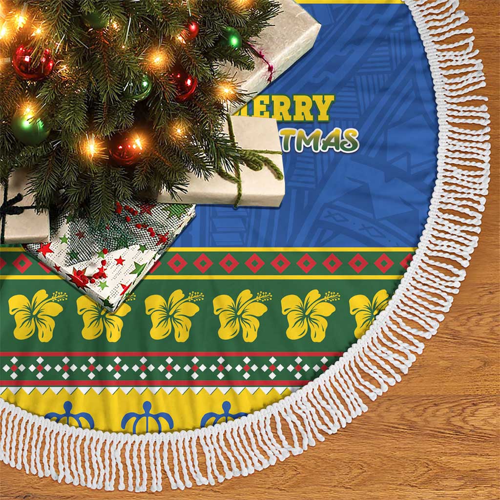 Solomon Islands Christmas Tree Skirt Coat Of Arms Merry Xmas LT05 - Polynesian Pride