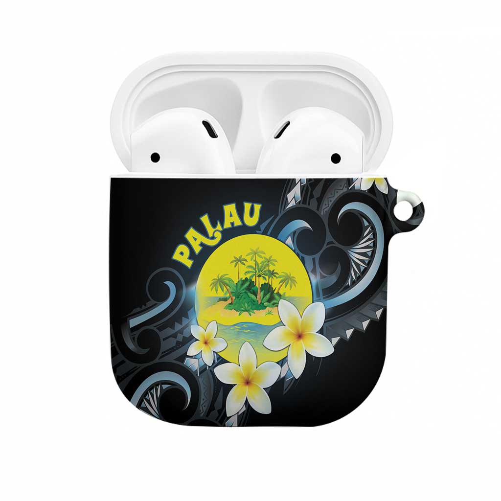 Palau United Nations Day AirPods Case Polynesian Curves Plumeria LT05 Black - Polynesian Pride