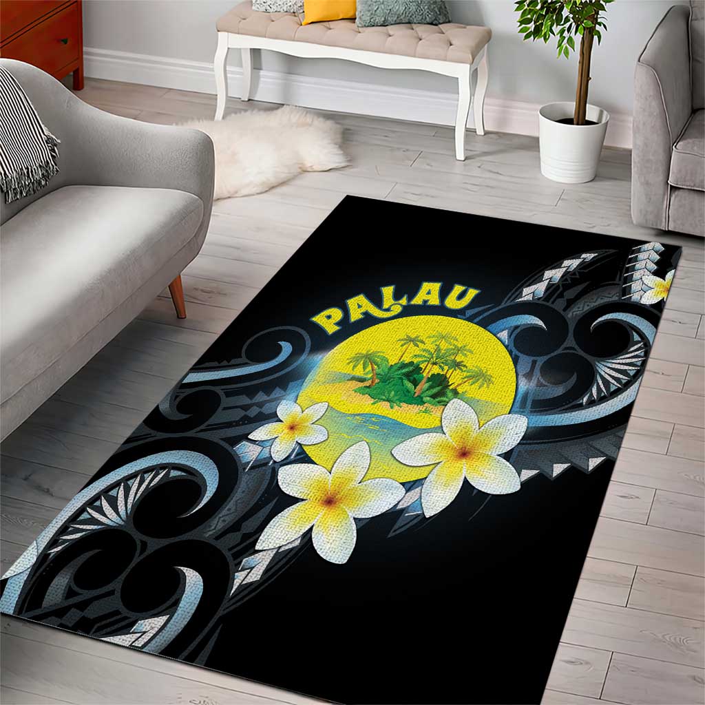 Palau United Nations Day Area Rug Polynesian Curves Plumeria LT05 - Polynesian Pride
