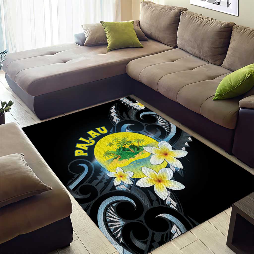 Palau United Nations Day Area Rug Polynesian Curves Plumeria LT05 - Polynesian Pride
