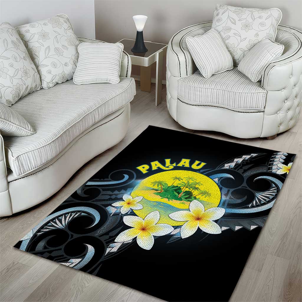 Palau United Nations Day Area Rug Polynesian Curves Plumeria LT05 - Polynesian Pride