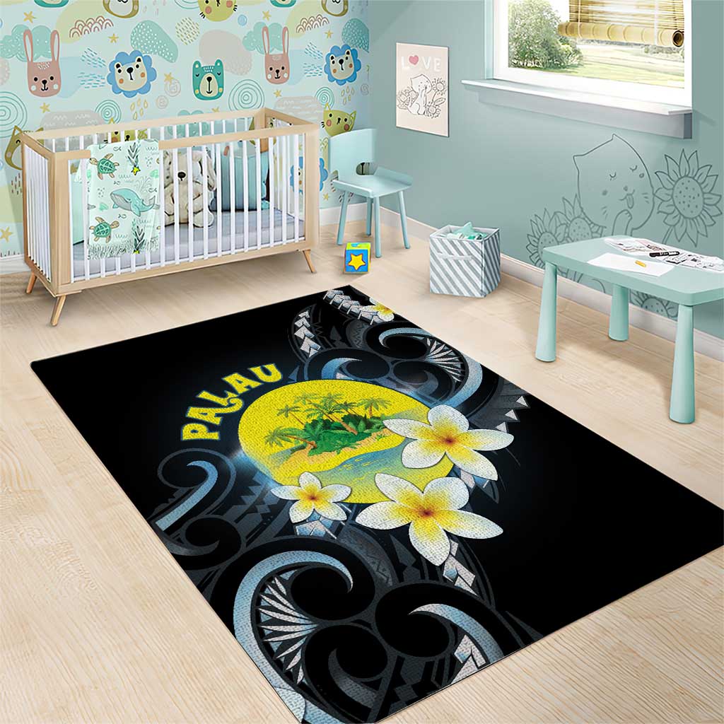 Palau United Nations Day Area Rug Polynesian Curves Plumeria LT05 - Polynesian Pride