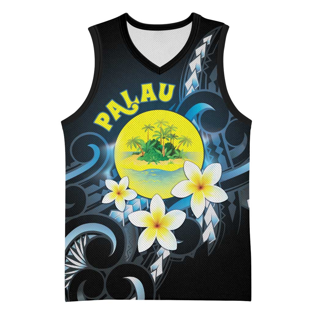 Palau United Nations Day Basketball Jersey Polynesian Curves Plumeria LT05 Unisex Black - Polynesian Pride