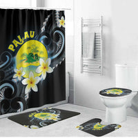 Palau United Nations Day Bathroom Set Polynesian Curves Plumeria LT05 Bathroom Set (4 pcs) Black - Polynesian Pride