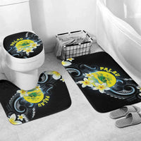 Palau United Nations Day Bathroom Set Polynesian Curves Plumeria LT05 Mat Set Only (3 pcs) One Size Black - Polynesian Pride
