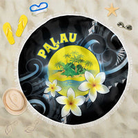 Palau United Nations Day Beach Blanket Polynesian Curves Plumeria LT05 One Size 150cm Black - Polynesian Pride