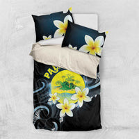 Palau United Nations Day Bedding Set Polynesian Curves Plumeria LT05 US Twin 172cm x 218cm Black - Polynesian Pride