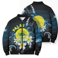 Palau United Nations Day Bomber Puffer Jacket Polynesian Curves Plumeria LT05 - Polynesian Pride