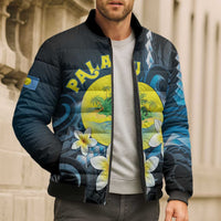 Palau United Nations Day Bomber Puffer Jacket Polynesian Curves Plumeria LT05 - Polynesian Pride
