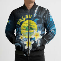 Palau United Nations Day Bomber Puffer Jacket Polynesian Curves Plumeria LT05 - Polynesian Pride