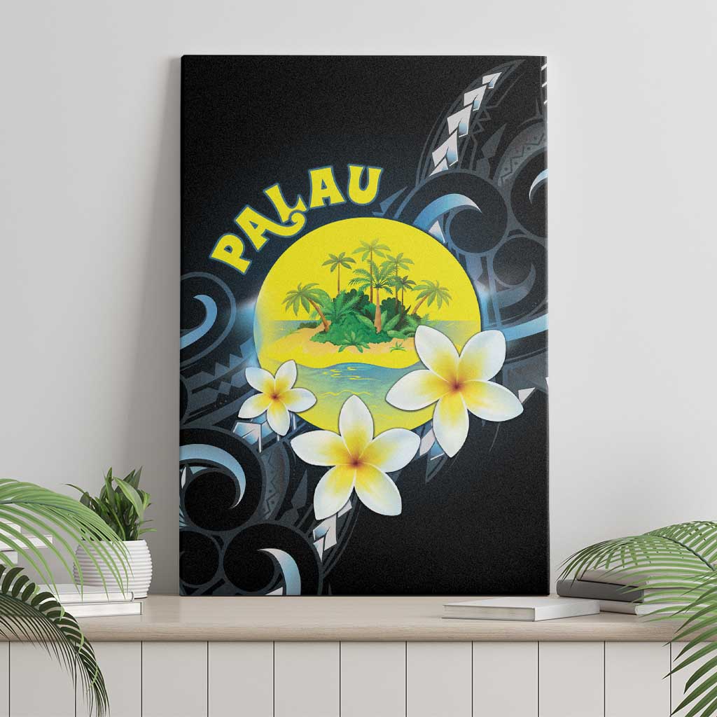 Palau United Nations Day Canvas Wall Art Polynesian Curves Plumeria LT05 - Polynesian Pride