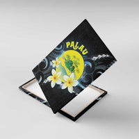 Palau United Nations Day Canvas Wall Art Polynesian Curves Plumeria LT05 With Frame Black - Polynesian Pride