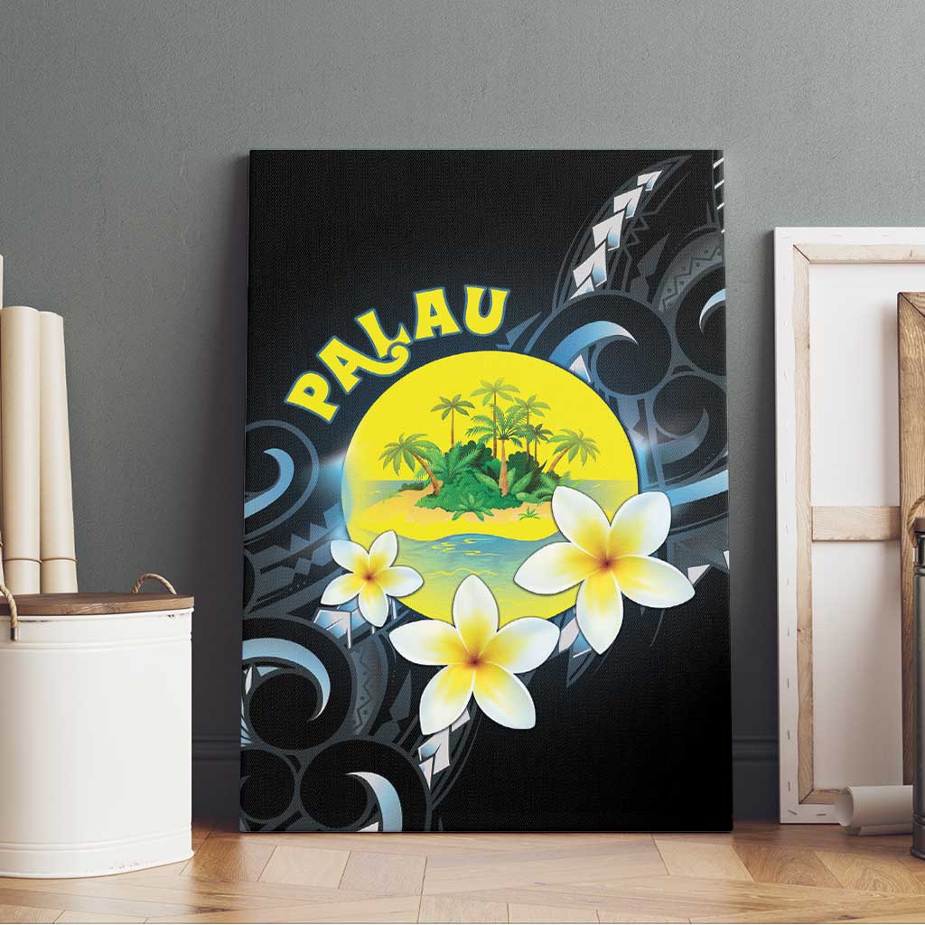 Palau United Nations Day Canvas Wall Art Polynesian Curves Plumeria LT05 - Polynesian Pride