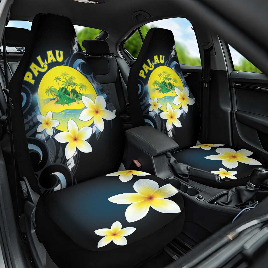 Palau United Nations Day Car Seat Cover Polynesian Curves Plumeria LT05 One Size Black - Polynesian Pride