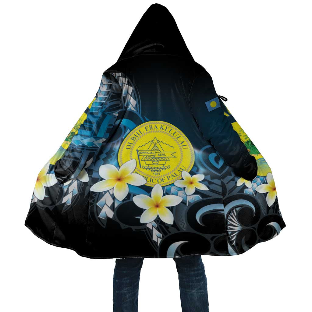 Palau United Nations Day Cloak Polynesian Curves Plumeria LT05 Unisex Black - Polynesian Pride