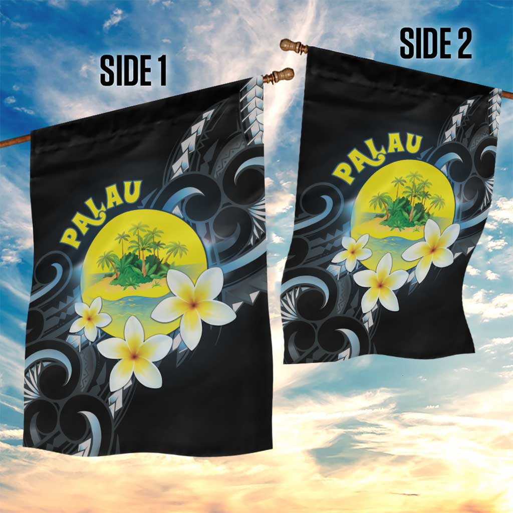 Palau United Nations Day Garden Flag Polynesian Curves Plumeria LT05 - Polynesian Pride